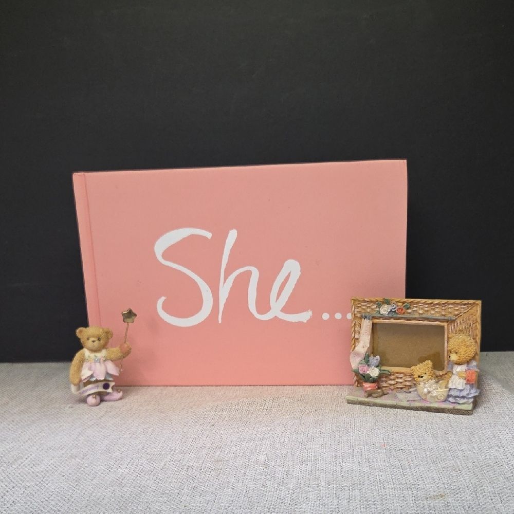 "She" Hard Cover Book, Bear Frame, February‎ Bear Figure